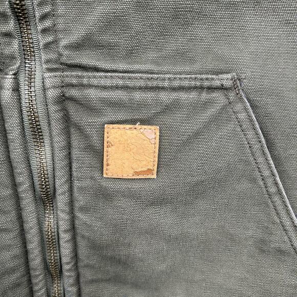 Vintage Y2K Sherpa Lined Carhartt Vest Duck Rugged Green V26 ARG Size Large - Picture 4 of 7